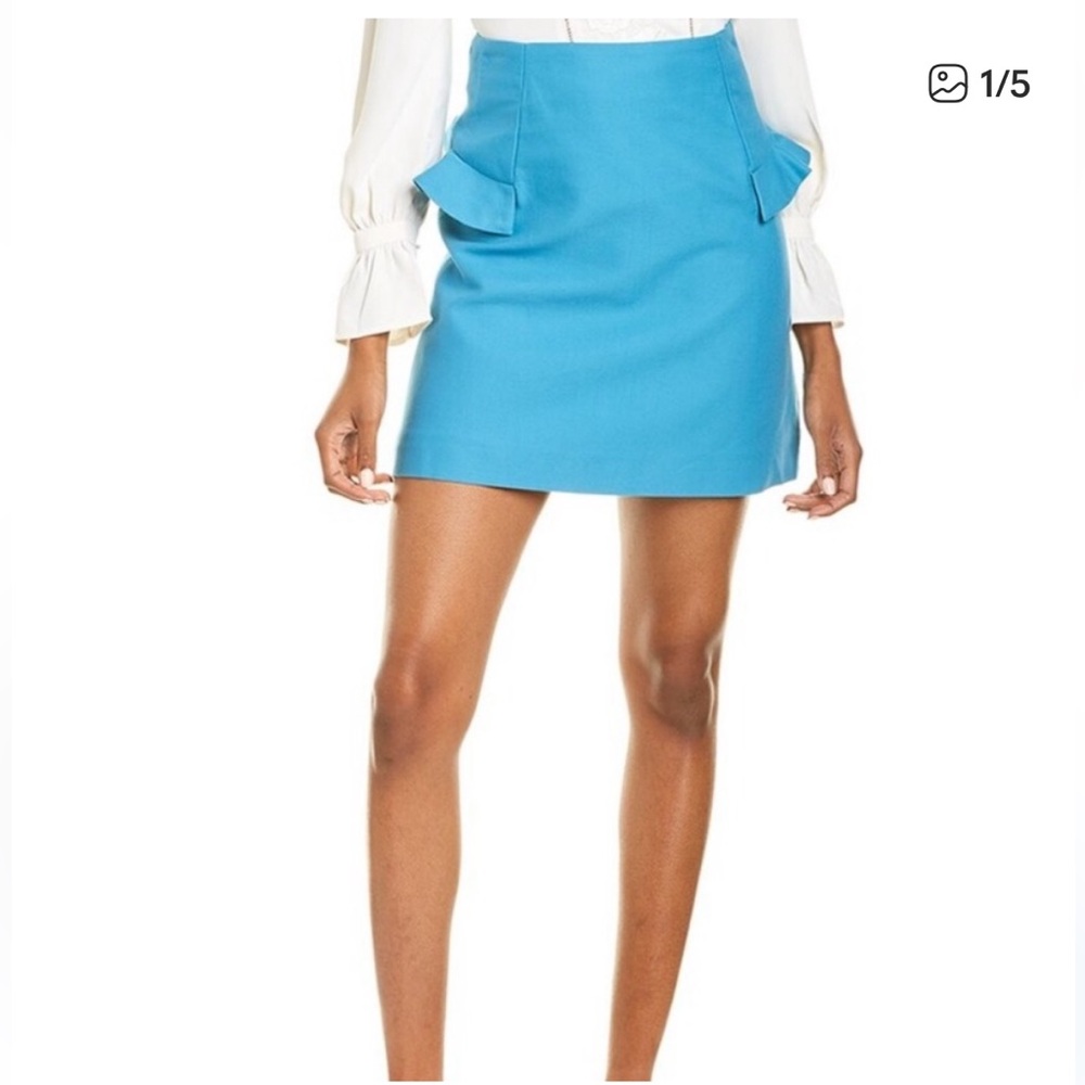 Sandro Paris Blue‎ Textured Ruffle Detail Mini Skirt Size 3 Fits 8-10